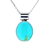 Sterling Silver Turquoise Inlay Oval Pendant, 18