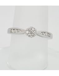 14K White Gold Diamond Flower Ring