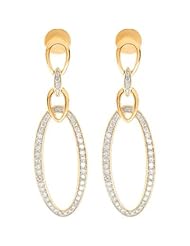 Jewelplus 1/2 ct tw Diamond Earrings with Rhodium Plating 14K Yellow Pair 1/2 Ct Tw