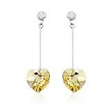 Yellow Heart Cut Silver Earrings Used Swarovski Crystals