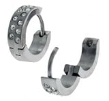 Jewelry Earrings 316L Stainless Steel,Cubic Zirconia WIDTH=4-mm Hypo-allergenic