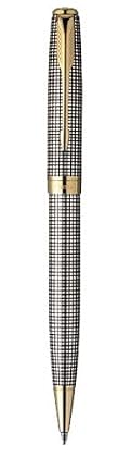 Parker Sonnet Sterling CiselÃ© Medium Point Ballpoint Pen with Golden Trim, Silver (1743553)