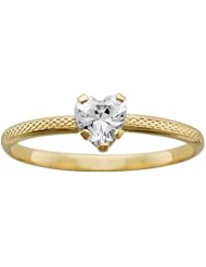 Childs Cubic Zirconia Heart Ring in 10K Yellow Gold
