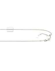 14kt White Gold 22 Inch Diamond Cut Adjustable Box Chain with Lobster Clasp and Small Heart Charm