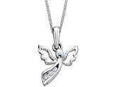 Diamond Angel Pendant in White Gold with Chain