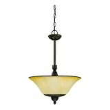 Westinghouse 69095 Apple Valley Three-Light Pendant, Gilded Bronze Finish with Antique Amber Scavo Globe