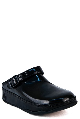 FitFlop Girls' Happy Gogh Clog (Little Kid/Big Kid),Black Bean,13 M US Little Kid