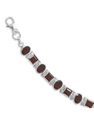 Garnet Tennis Bracelet Square and Oval Sterling Silver Adjustable