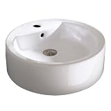 Decolav 1422-CWH 20-Inch Round Ceramic Vitreous China Vessel with Overflow, White