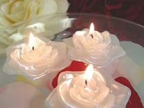 White Floating Rose Candle-4/pk - great for wedding favor, gift, home decor