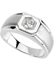 Jewelplus 1/4 ct tw Gents Diamond Ring 14K White 1/4Ct