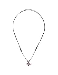 Pave Diamond Necklace Fish Charm 925 Silver Macrame Handmade Gift Jewelry