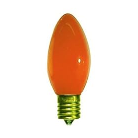 7 Watt Ceramic Orange C9 Light Bulb / Intermediate Base / Incandescent Christmas Light Bulb / Holiday Light Bulb