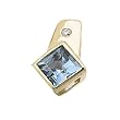 14K Yellow Gold Stylish Swiss Blue Topaz and Diamond Slide Pendant