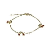 Eve's Addiction Children's Designer Style Gold Enamel Cherry Charm Bracelet