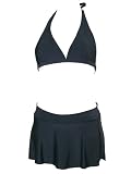 Aloha Swimsuit, Bikini W/skirt Wrap Coverup, 3pc, Halter, Black and Asst Prints