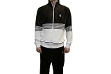 Fila Men's Velour Brown and White Striped Complete Tracksuit / Sweatsuit