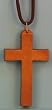 3 inch Wood Stained Cross Necklace w/30 inch Cord - 5 Pack
