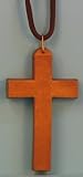 3 inch Wood Stained Cross Necklace w/30 inch Cord - 5 Pack