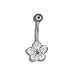 Sterling Silver Hawaiian Plumeria Flower Blue CZ Belly Ring