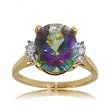 Mystic Fire Topaz & Diamond Ring Crafted in 14K Yellow Gold