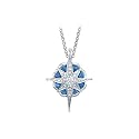 14K White Gold 1/10 ct. Diamond and 1/5 ct. Sapphire Shinning Star Necklace - 20''