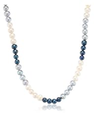 Sterling Silver Freshwater Cultured Pearl Necklace, 18+3"