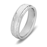 14k White Gold Men's Milgrain Wedding Band, 7mm