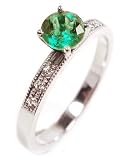 Diamond and Emerald Engagement Ring or Right Hand Ring, Platinum and 18k White Gold, Ring Size 6.25 (T.w 0.65)