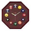 Octagon Cherry Billiard Clock With Wine Mali Felt - Billiards > Novelty Clocks