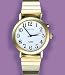 Simply Talking One Button Watches Mens Watch Convenient talking watches have only one exposed button for easy operation. Simply press the button to hear the time in a clear, feminine voice. Gold casing, white face with black numbers. Latex free.Product photo may not exactly match the product offered for sale. Please refer to the product description.