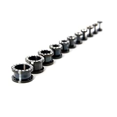 Flesh Tunnel ~wei�e Kristalle~ Plug Stopfen 316L SCHWARZ - W�hle deinen Wunschdurchmesser in mm