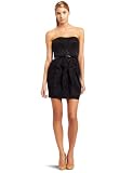 Jessica Simpson Womens Strapless Dress With Ruffle Front, Black, 12
