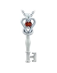 Sterling Silver and Garnet Love Knot Key Pendant