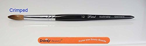 Petal Kolinsky Acrylic Nail Brush (#12 Crimped) + 1 Daisy Beauty purse size emery board.