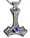 Nordic Heavy Large Viking God Thor's Hammer Silver-Tone Pendant Necklace