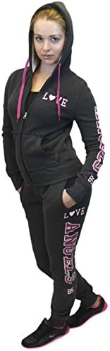 Love Angels 85 Sherpa Hoodie Sweatsuit Jacket Jogger Pants Set Fleece Lining, Charcoal Medium