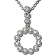 14kt White Gold Stylish Diamond Hole Pendant Necklace