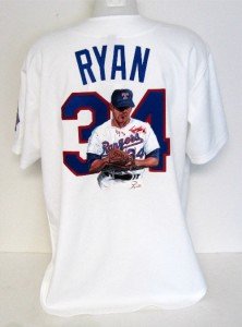 Nolan Ryan Autographed Texas Rangers M&N Jersey w/ Rare Handpainted Image PSA