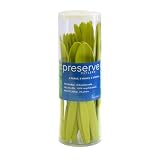 Preserve Cutlery Made with Recycled Plastics, Pear Green, 24-Pack (8 Forks, 8 Knives and 8 Spoons)