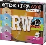 TDK CD-RWデータ用650MB High Speed記録対応 カラーミックス5枚パック [CD-RW74HSX5CCS]