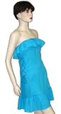 Clearance!! Strapless Gauze Mini Dress with Ruffles and Lace Up Sides. White or Black