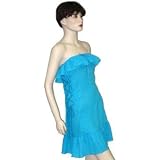 Clearance!! Strapless Gauze Mini Dress with Ruffles and Lace Up Sides. White or Black at Absolutely