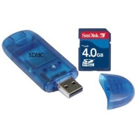 4GB Sandisk Secure Digital SDHC Memory Card & DMS 5 in 1 USB 2.0 Card Reader Writer