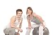 Wallmonkeys Peel and Stick Wall Decals - Fitness - Young Couple Training with Weights and Ball - Removable Graphic