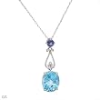 Necklace With 4.50ctw Precious Stones - Genuine Diamond, Iolite and Topaz Beautifully Designed in White Gold Length 18in