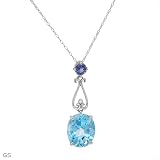 White Gold 4.3 CTW Topaz and 0.01 CTW Accent Diamond Ladies Necklace. Length 18 in. Total Item weight 2.20 g.