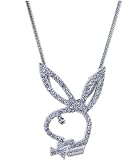 Playboy Bunny Rhinestone Paved HOLLOW RABBIT Head NECKLACE