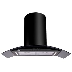 Premier Range 70cm Black Island Cooker Hood With LED Lighting H95.7B