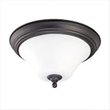 Buy 1 Light Flush Mount Ceiling Fixture - Dark Chocolate Bronze Satin White Glass -... by Nuvo